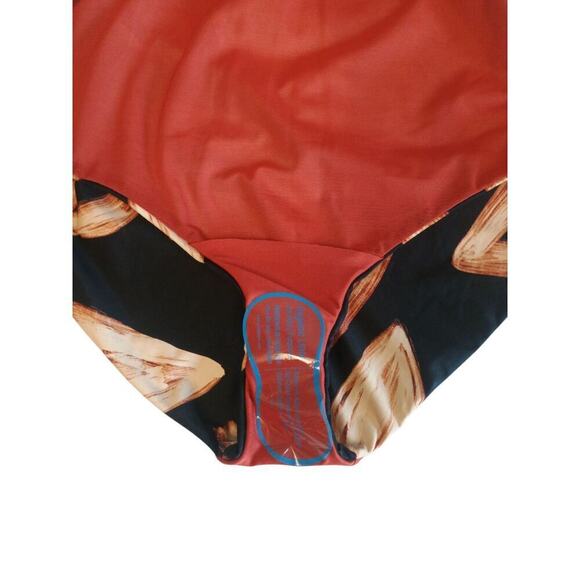 DKNY Halter Ring One Piece Swimsuit color Painted Leaf Large NWT - Picture 12 of 13